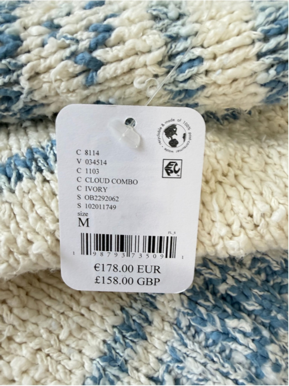 FREE PEOPLE - DANI PATTERN SWEATER IN CLOUD COMBO Size M - Picture 10 of 13